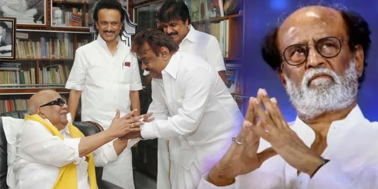 செல்லப் பிள்ளையாய் இருந்த விஜயகாந்த் கலைஞரை எதிர்த்த காரணம்.. சிஸ்டம் சரியில்ல என ஒதுங்கிய ரஜினி