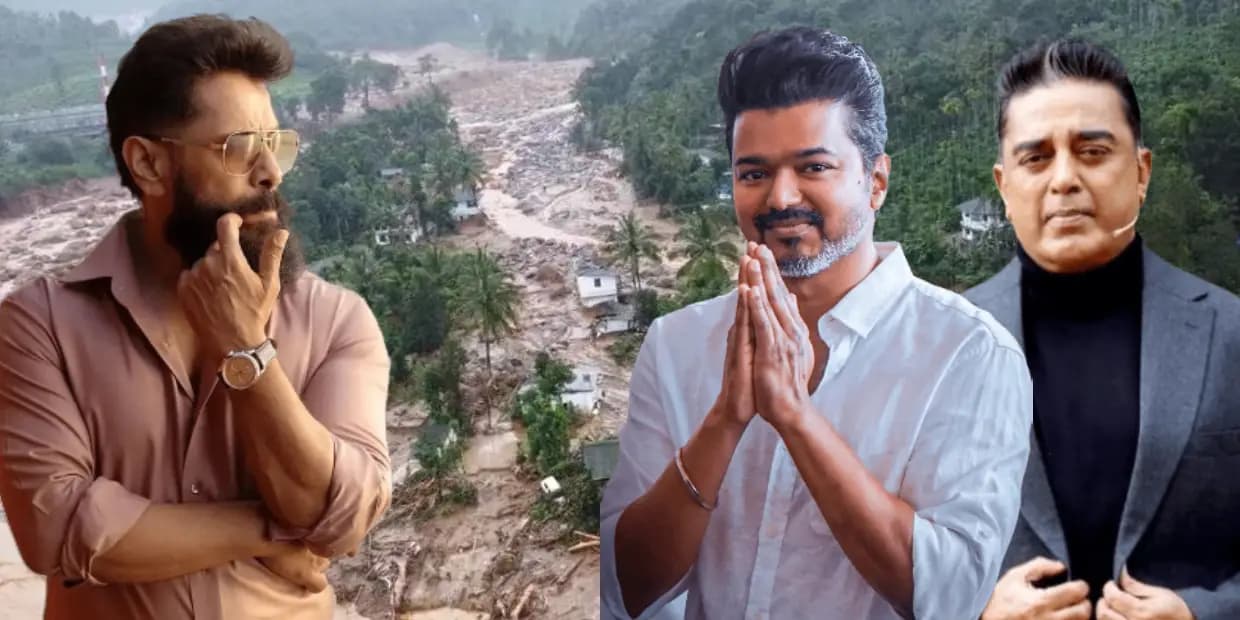 நிலச்சரிவின் கோரத்தாண்டவம், முதல் ஆளாக ஓடி வந்த விக்ரம்.. அனுதாப அறிக்கையோடு சைலன்டான அரசியல்வாதி விஜய், கமல்