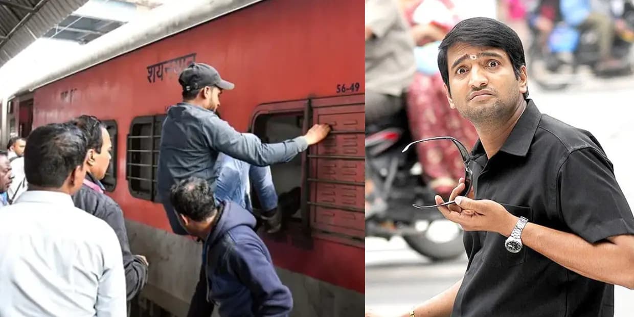 ஃபர்ஸ்ட்டு ஹிந்திகாரனுக்கு ரிசர்வேஷன் சீட்டுனா என்னன்னு சொல்லி குடுங்க.. நாங்க புக் பண்ண சீட்ல அவன் வந்து உட்காந்துக்குறான், மீம்ஸ்