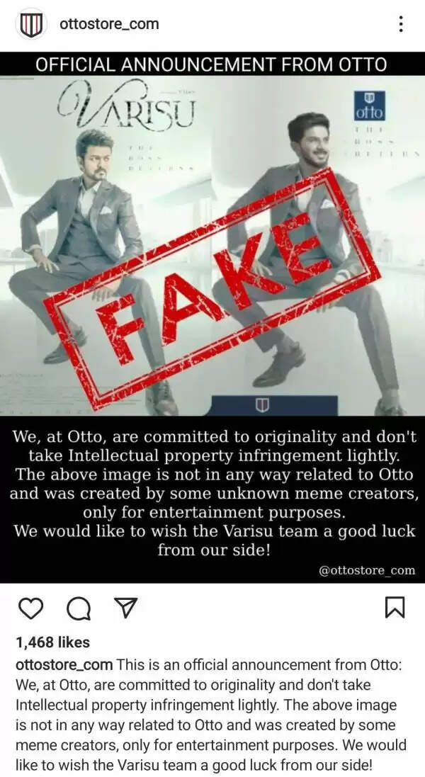 துல்கர் சல்மானை காப்பி அடித்ததா வாரிசு படக்குழு.? தளபதியை காப்பாற்ற Otto நிறுவனம் வெளியிட்ட விளக்கம்