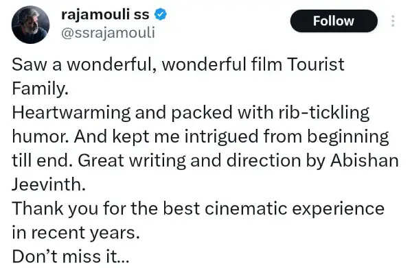 இவரு பெரிய ராஜமௌலியா.. இதுதாண்டா ரியல் சக்சஸ், சாதித்து காட்டிய டூரிஸ்ட் ஃபேமிலி இயக்குனர்