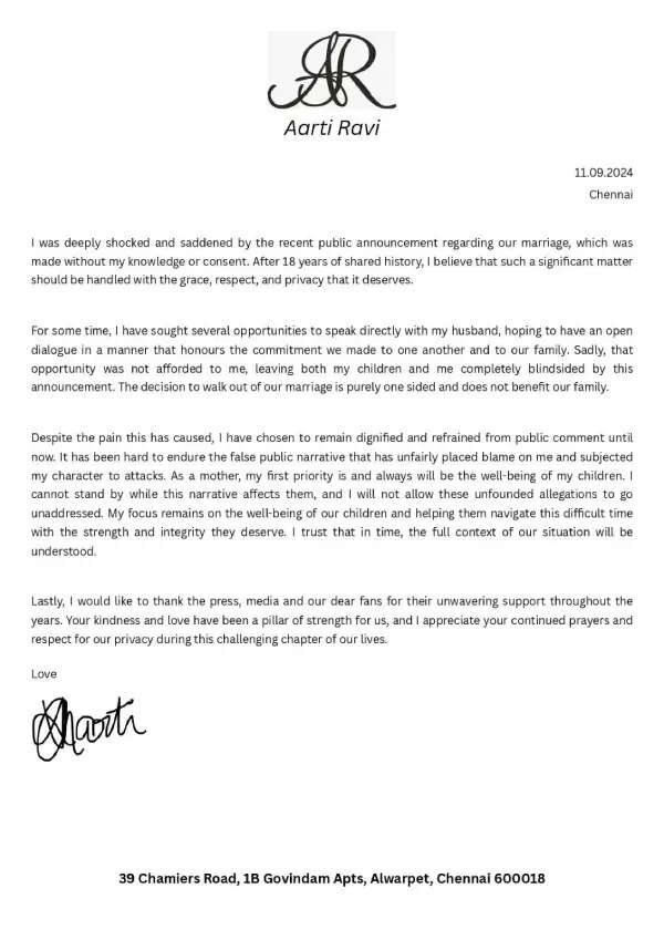 மனைவி, மகன்களுக்கு தெரியாமல் ஜெயம் ரவி எடுத்த முடிவு.. ஆர்த்தி வைத்த குற்றச்சாட்டு