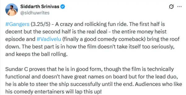 சுந்தர்.சி, வடிவேலு கூட்டணி அலப்பறையாக இருந்ததா.? கேங்கஸ் ட்விட்டர் விமர்சனம்