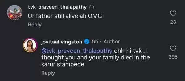 திருந்தாத TVK வாரியர்ஸ்.. செருப்படி பதில் கொடுத்த ஜோவித்தா லிவிங்ஸ்டன்