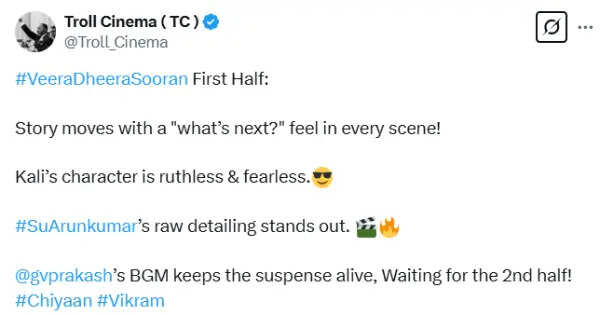 தடைகளை தாண்டி சீறி வந்த வீர தீர சூரன்.. காளி அவதாரம் எப்படி இருக்கு.? டிவிட்டர் விமர்சனம்