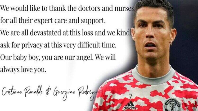 ரொனால்டோ மகன் உயிரிழப்பு.. வேதனையில் வெளியிட்ட உருக்கமான பதிவு