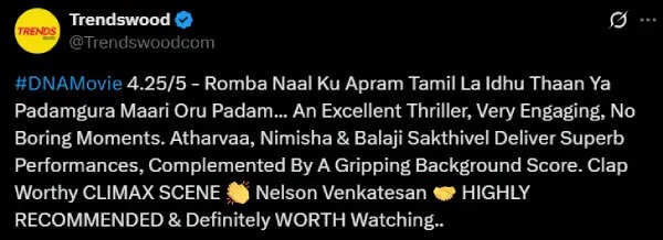 DNA ஹிட் ஆச்சா? தோற்றுச்சா? அதர்வா ரசிகர்களின் ட்விட்டர் ரியாக்ஷன்!