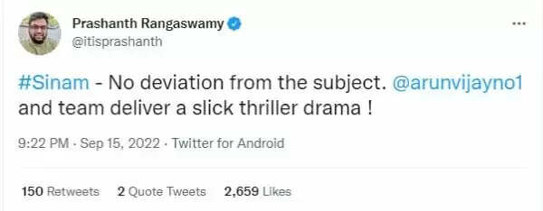 சீறிப்பாயும் அருண் விஜய்யின் சினம் எப்படி இருக்கு? அனல் பறக்கும் ட்விட்டர் விமர்சனம்