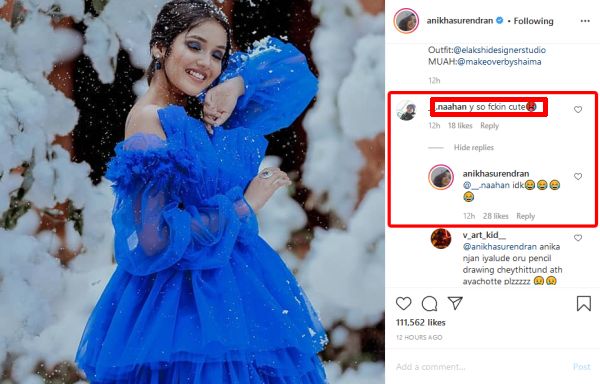 anikha-replied-fan-comment