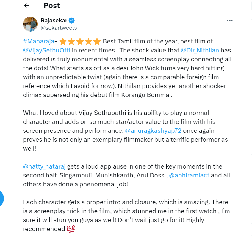 Maharaja twitter review